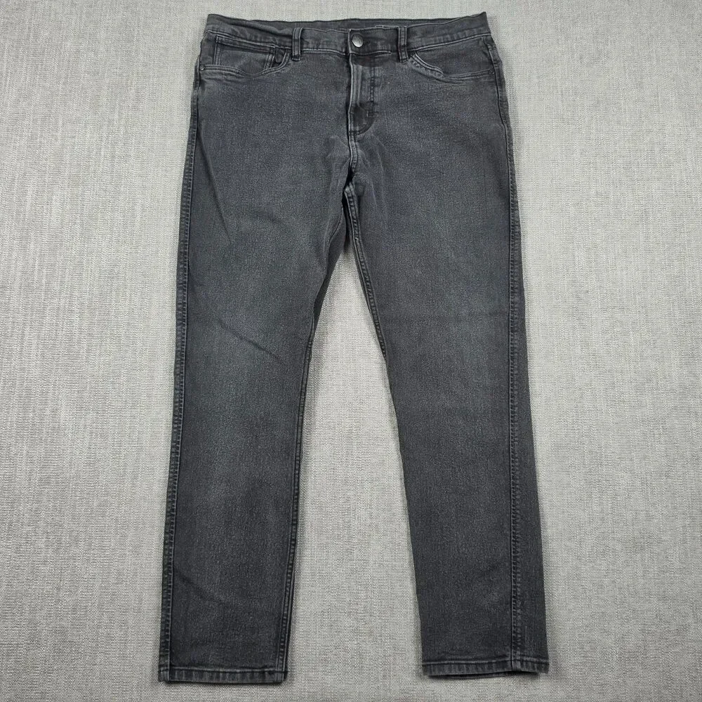 RVCA Mens Jeans 38 Black Denim Pants Slim Straight Stretch Skate Grunge 2000s